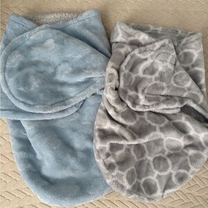 Cozy Blue and Gray Baby Swaddle Set